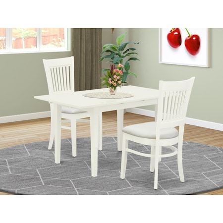East West Furniture 3 Piece Norfolk Dining Set - Linen White NOVA3-LWH-C